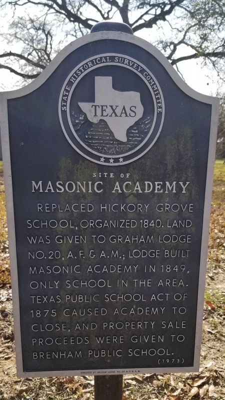 Site of Masonic Academy Marker. Click for full size. Site of Masonic Academy Marker image. Click for full size.