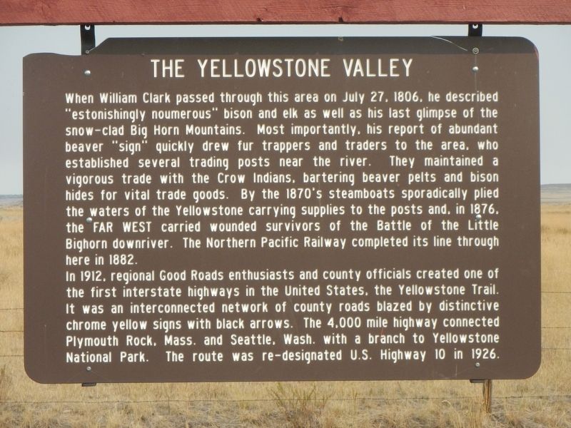 The Yellowstone Valley Marker image. Click for full size.