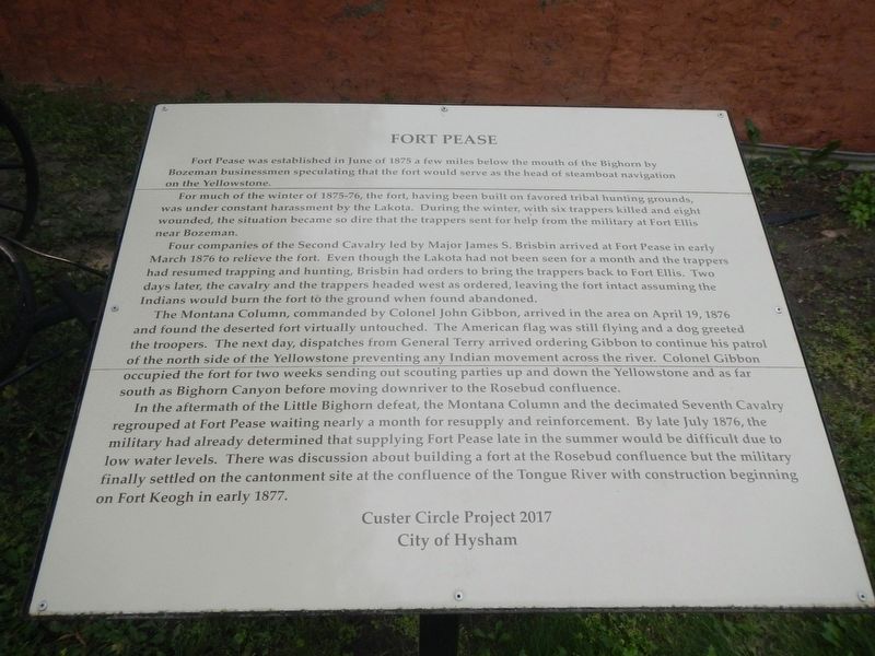 Fort Pease Marker image. Click for full size.
