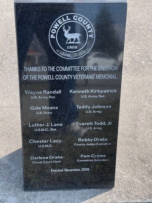 Powell County Veterans Memorial Committee. Click for full size. Powell County Veterans Memorial Committee image. Click for full size.