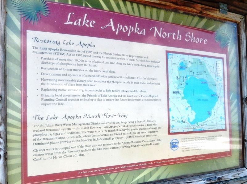 Lake Apopka North Shore Marker. Click for full size. Lake Apopka North Shore Marker image. Click for full size.