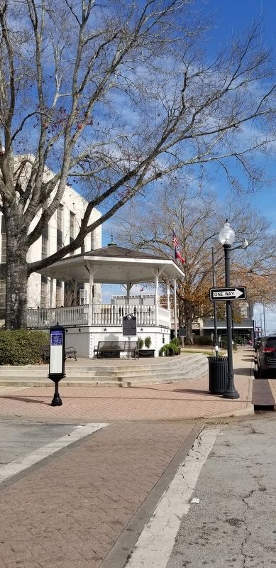 The view of the Brenham Maifest Marker and gazebo image. Click for full size.