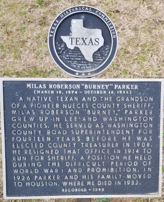 Mills Roberson “Burney” Parker Marker. Click for full size. Mills Roberson “Burney” Parker Marker image. Click for full size.