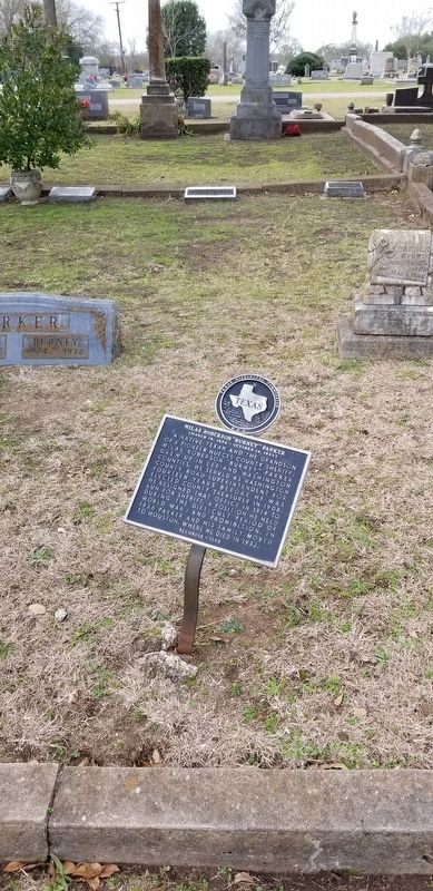 Mills Roberson “Burney” Parker Marker and his grave stone to the left. Click for full size. Mills Roberson “Burney” Parker Marker and his grave stone to the left image. Click for full size.