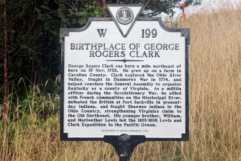 Birthplace of George Rogers Clark Marker image. Click for full size.
