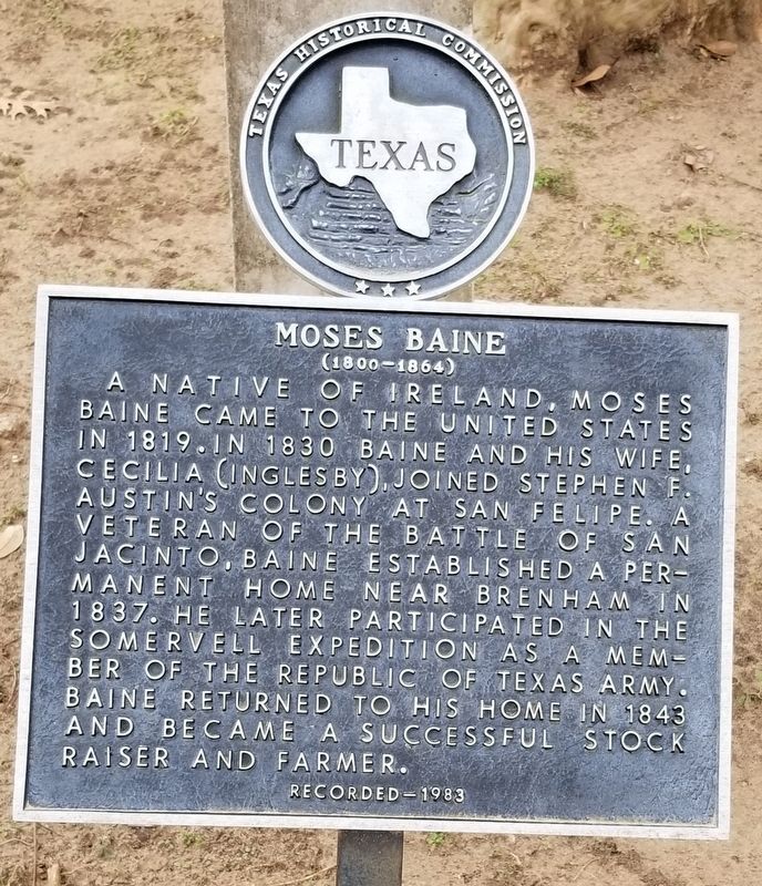 Moses Baine Marker. Click for full size. Moses Baine Marker image. Click for full size.