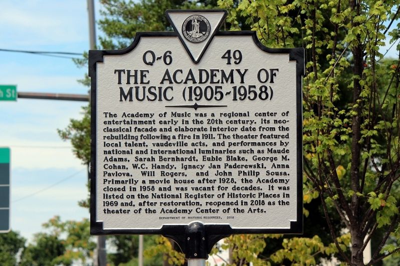 The Academy of Music (1905-1958) Marker image. Click for full size.