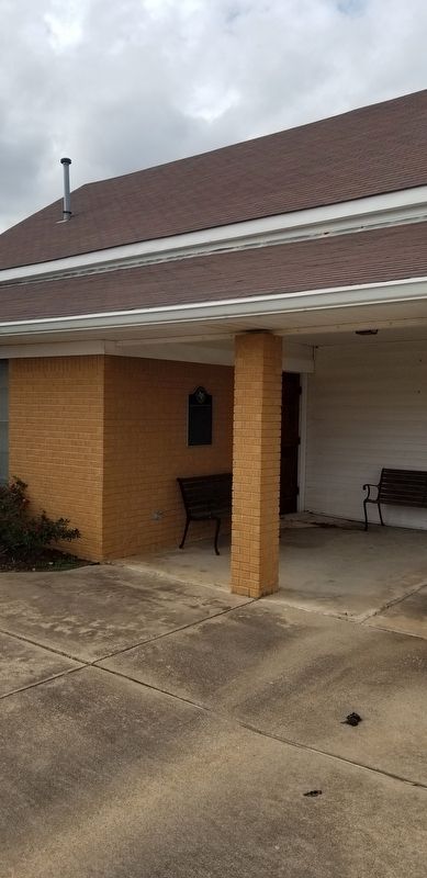 The entrance to the Greenvine Baptist Church with marker image. Click for full size.