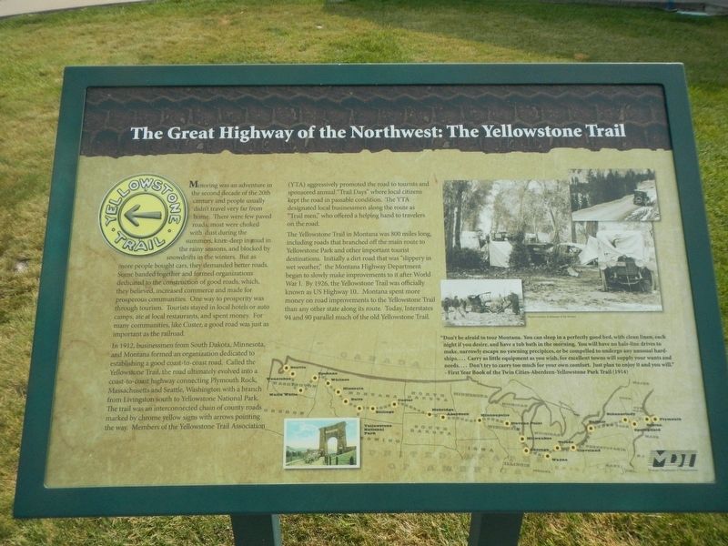 The Great Highway of the Northwest: The Yellowstone Trail Marker image. Click for full size.