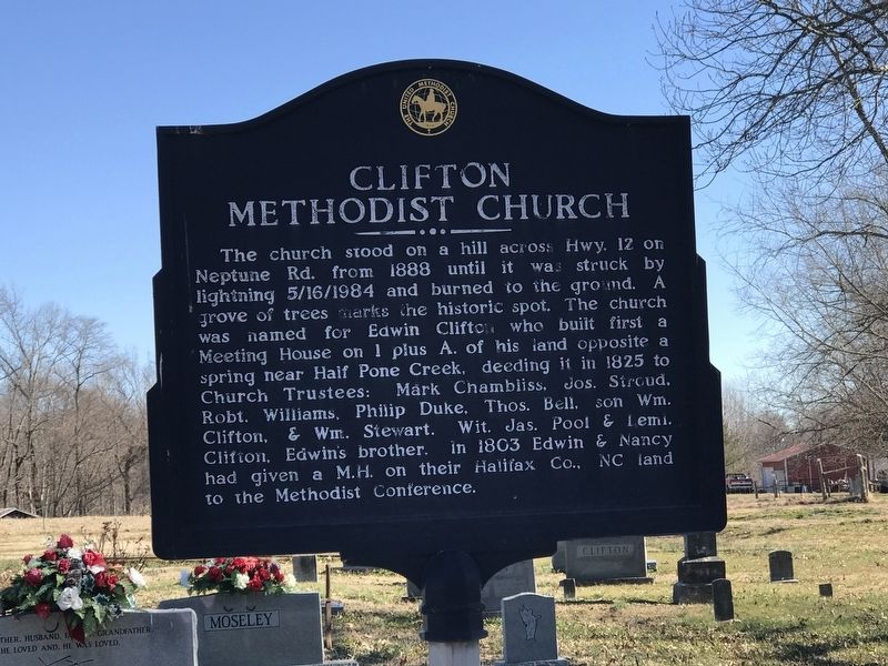 Clifton Methodist Church Marker (Side A) image. Click for full size.