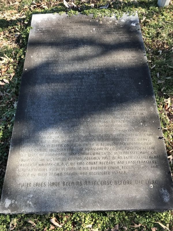 Clifton Forebears are Buried in Old Church Cemetery to Southeast Marker image. Click for full size.