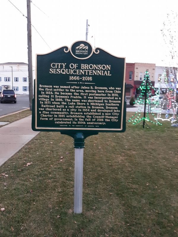 City of Bronson Sesquicentennial 1866-2016 Marker image. Click for full size.