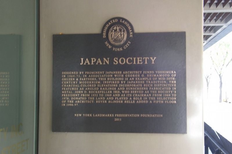 Japan Society plaque image. Click for full size.