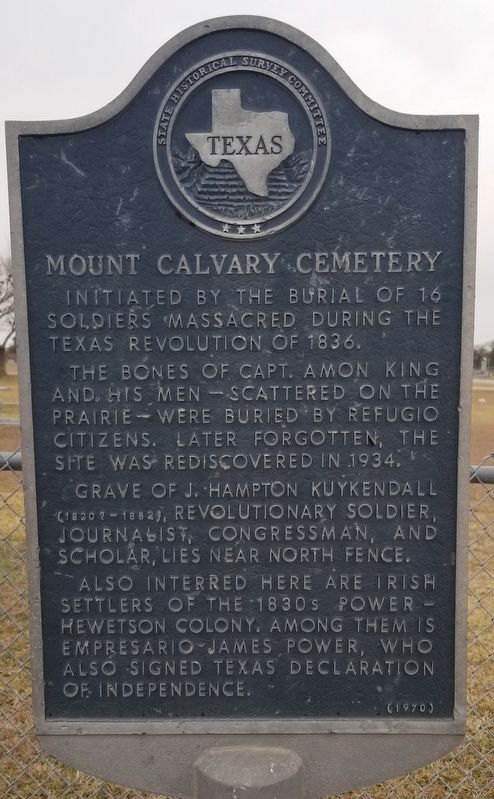 Mount Calvary Cemetery Marker. Click for full size. Mount Calvary Cemetery Marker image. Click for full size.