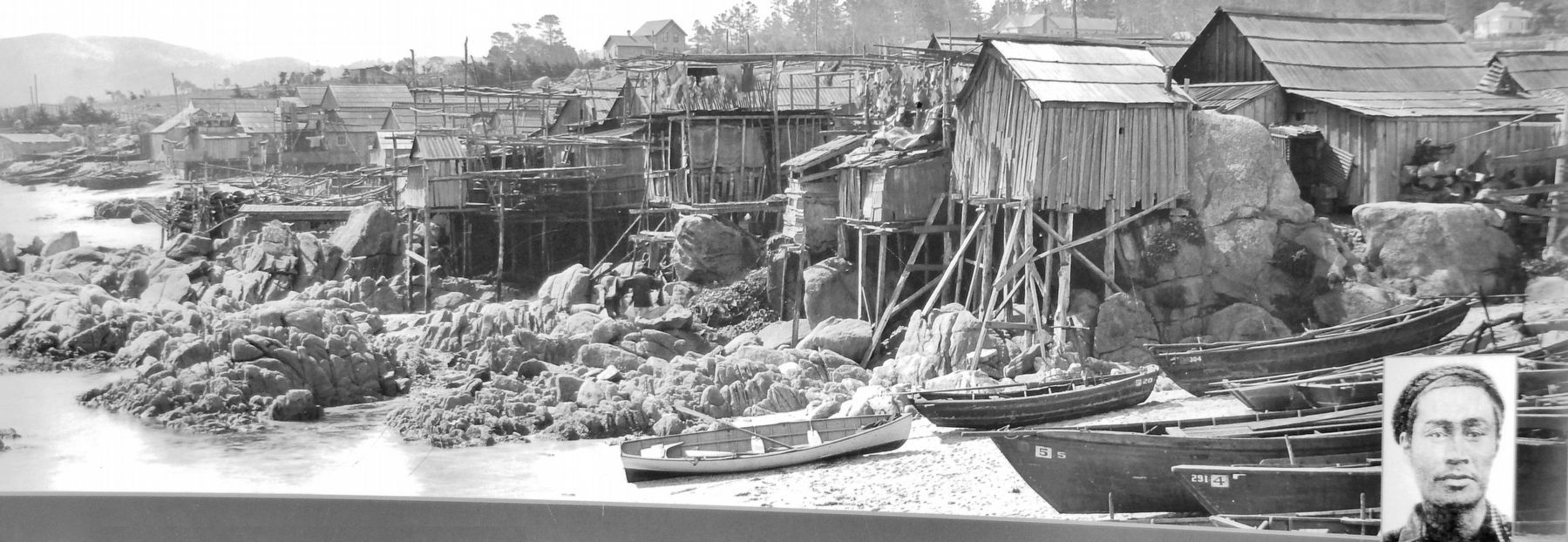 Marker detail: Early Fishing Village image. Click for full size.