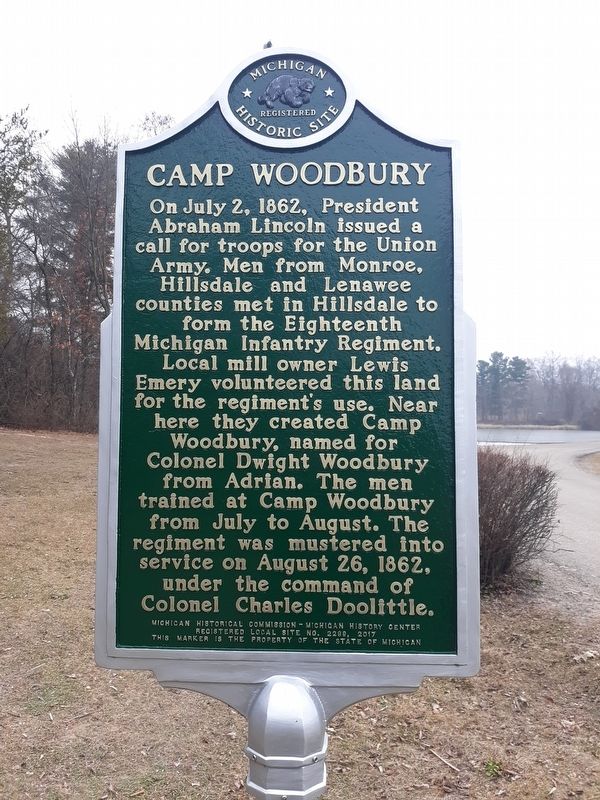 Camp Woodbury Marker image. Click for full size.