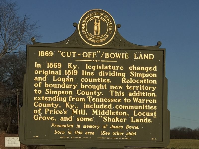 1869 "Cut-Off"/Bowie Land Marker image. Click for full size.