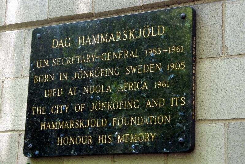 Dag Hammarskjöld plaque. Click for full size. Dag Hammarskjöld plaque image. Click for full size.