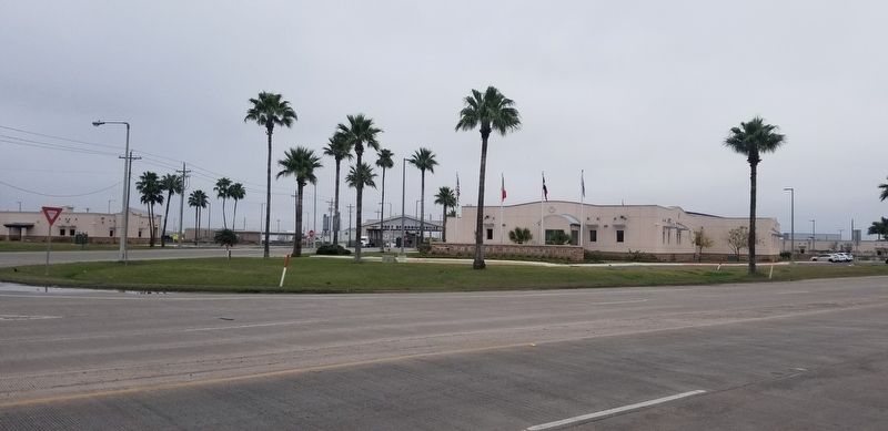 The view of the Port of Brownsville Marker from the road. Click for full size. The view of the Port of Brownsville Marker from the road image. Click for full size.