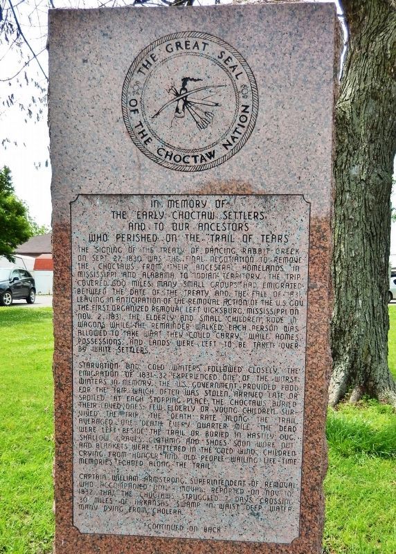 In Memory of the Early Choctaw Settlers Marker (<i>front side</i>) image. Click for full size.