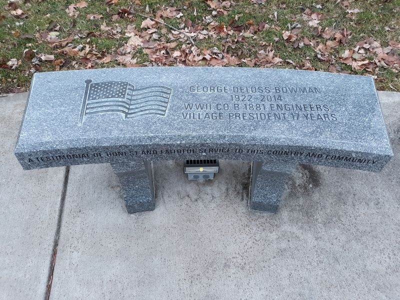 George Deloss Bowman Memorial Bench Marker image. Click for full size.