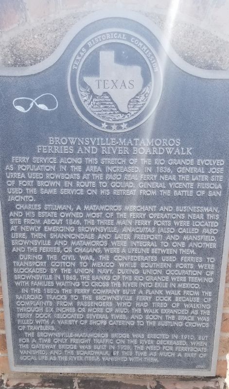 Brownsville-Matamoros Ferries and River Boardwalk Marker image. Click for full size.
