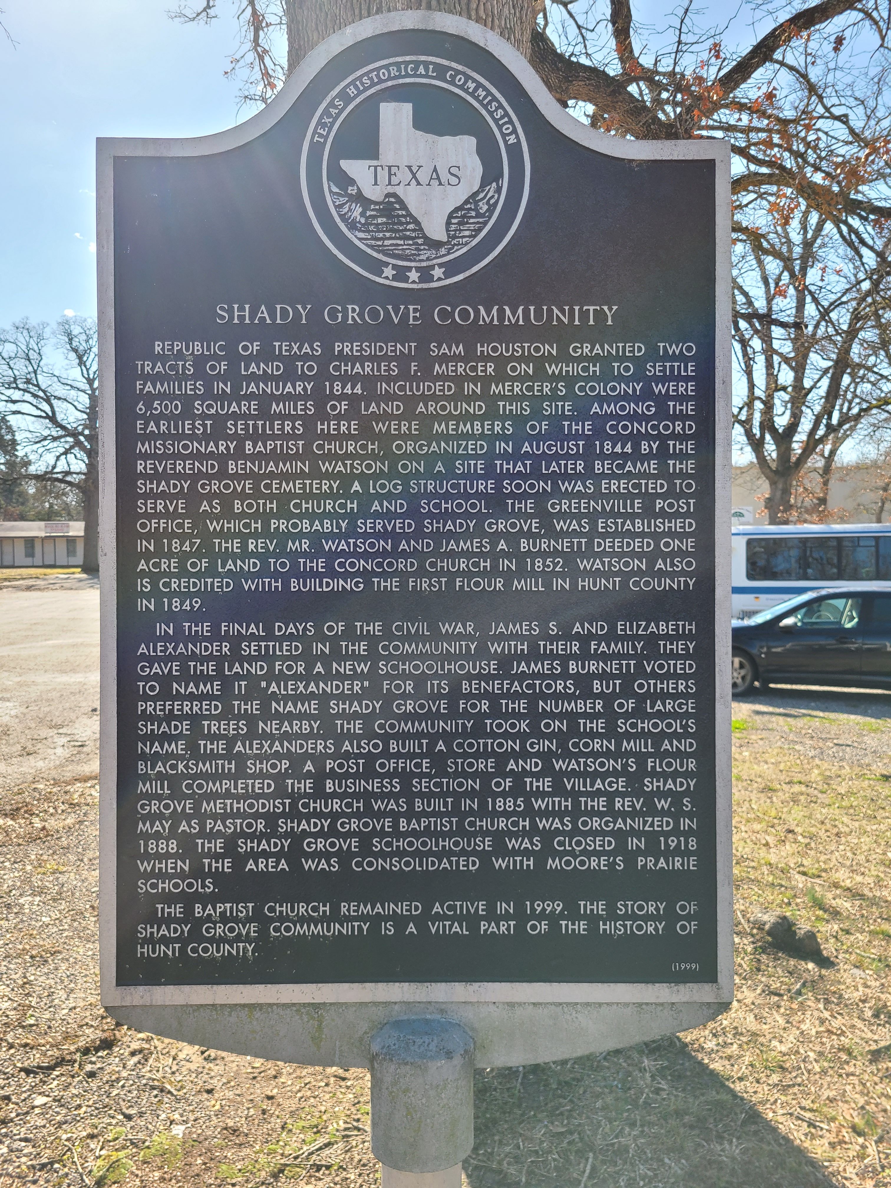 Shady Grove Community Marker