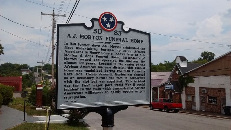 A.J. Morton Funeral Home Marker image. Click for full size.