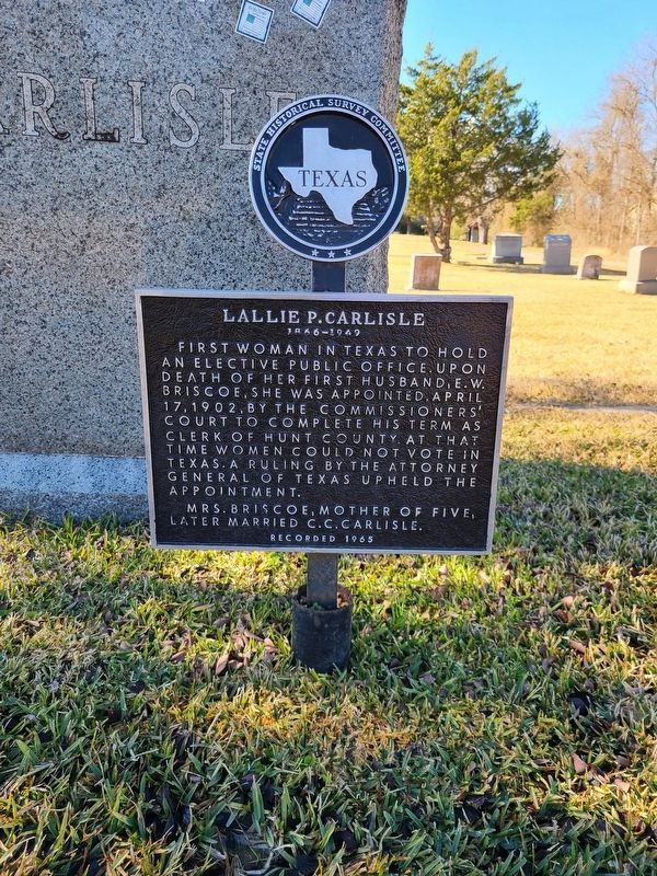 Lallie P. Carlisle Marker image. Click for full size.