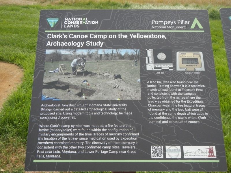 Clark's Canoe Camp on the Yellowstone, Archaeology Study Marker image. Click for full size.
