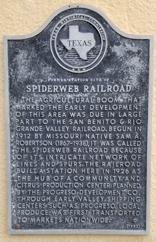 Former Station Site of Spiderweb Railroad Marker image. Click for full size.