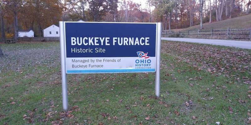 Buckeye Furnace Historic Site entrance sign image. Click for full size.