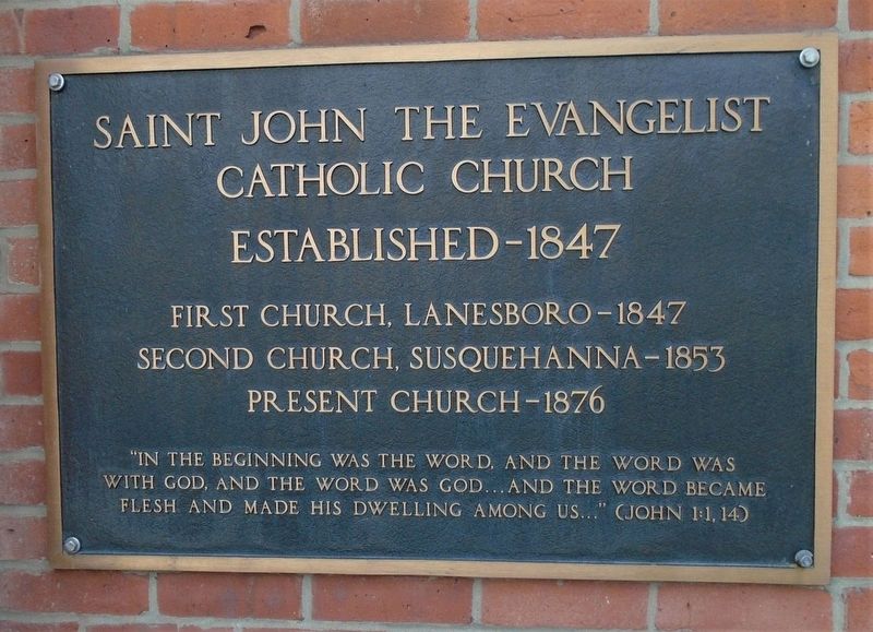 Saint John the Evangelist Catholic Church Marker. Click for full size. Saint John the Evangelist Catholic Church Marker image. Click for full size.