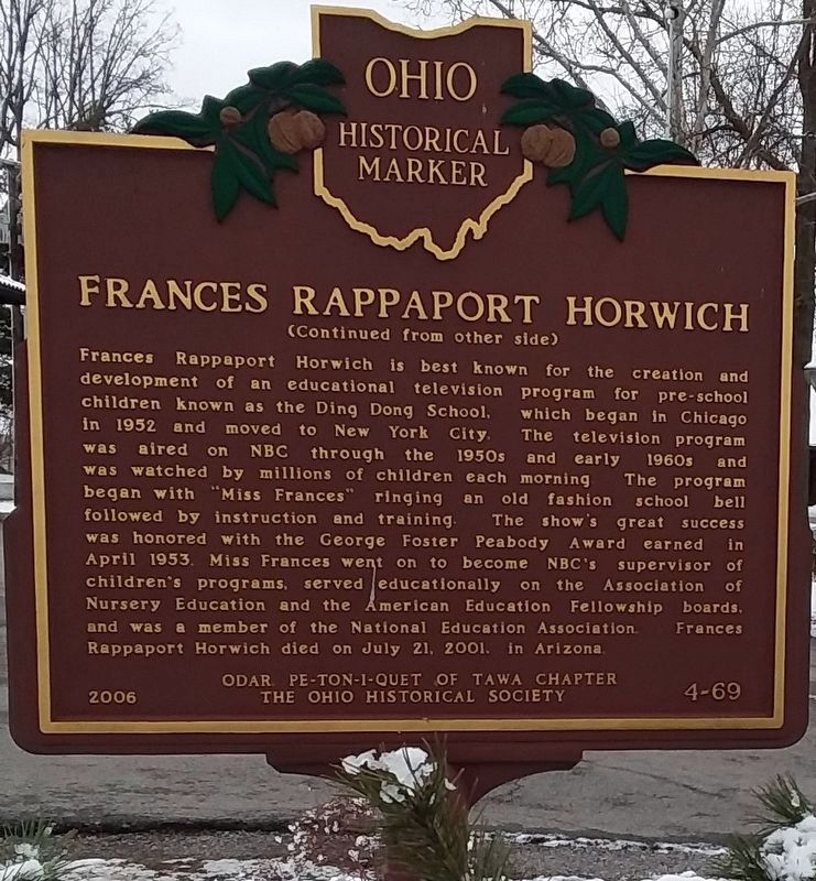 Frances Rappaport Horwich Marker image. Click for full size.