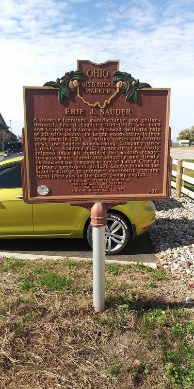 Erie J. Sauder Marker. Click for full size. Erie J. Sauder Marker image. Click for full size.