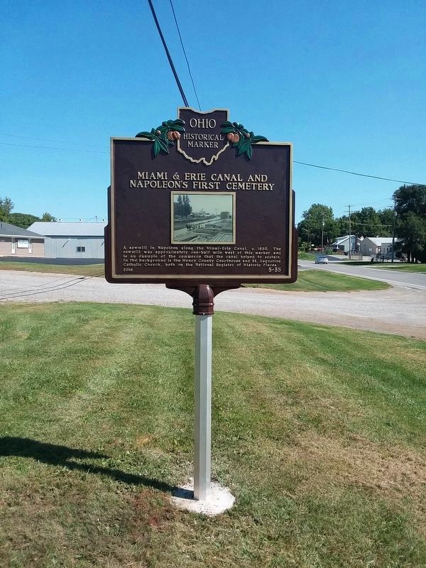 Miami & Erie Canal And Napoleon's First Cemetery Marker. Click for full size. Miami & Erie Canal And Napoleon's First Cemetery Marker image. Click for full size.
