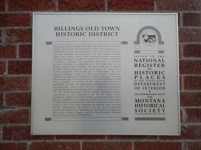 Billings Old Town Historic District Marker image. Click for full size.