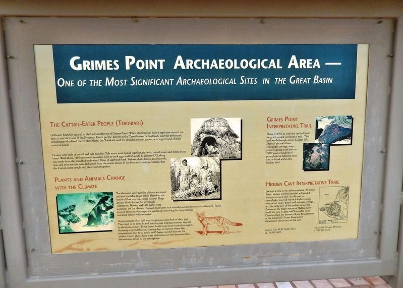 Grimes Point Archaeological Area Marker (<i>side 1</i>) image. Click for full size.