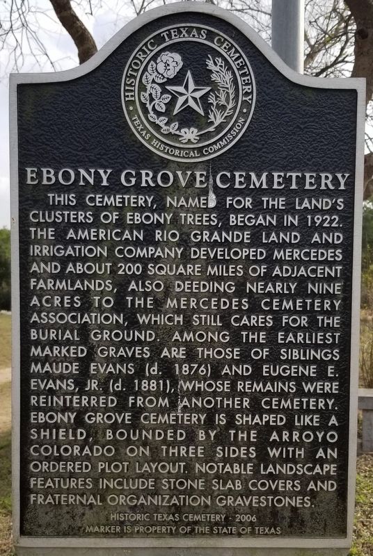 Ebony Grove Cemetery Marker image. Click for full size.