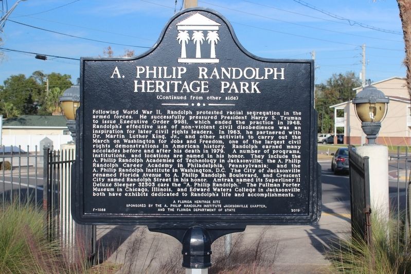 A. Philip Randolph Heritage Park Marker Side 2 image. Click for full size.