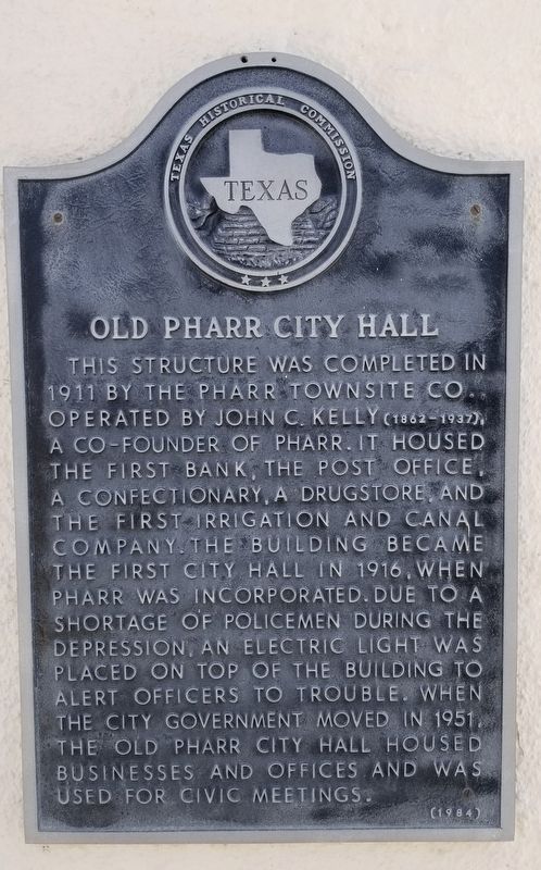 Old Pharr City Hall Marker image. Click for full size.