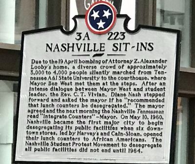 Nashville Sit-ins Marker (Side B). Click for full size. Nashville Sit-ins Marker (Side B) image. Click for full size.