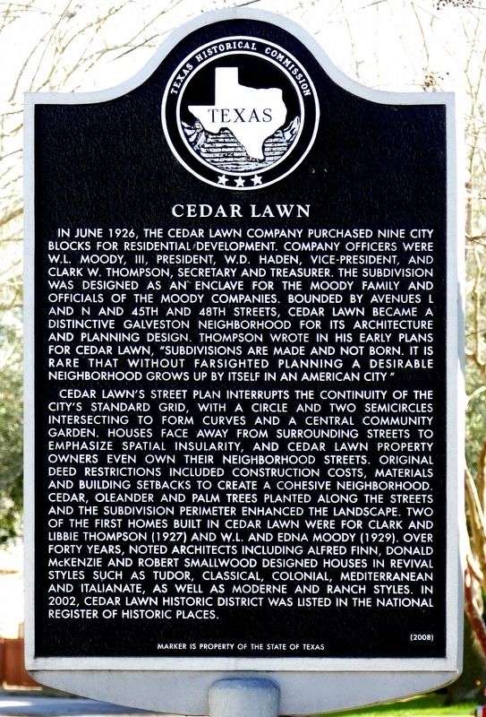 Cedar Lawn Marker. Click for full size. Cedar Lawn Marker image. Click for full size.