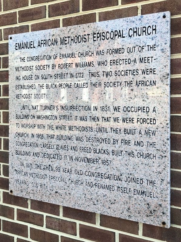 Emanuel African Methodist Episcopal Church Marker image. Click for full size.