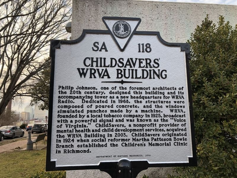 Childsavers' WRVA Building Marker image. Click for full size.