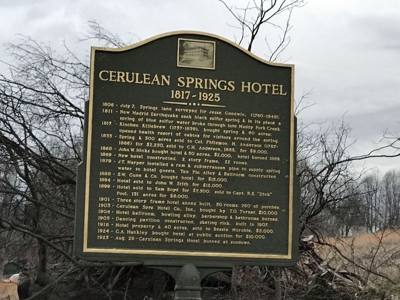 Cerulean Springs Hotel Marker. Click for full size. Cerulean Springs Hotel Marker image. Click for full size.