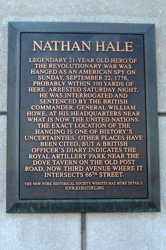 Nathan Hale plaque. Click for full size. Nathan Hale plaque image. Click for full size.