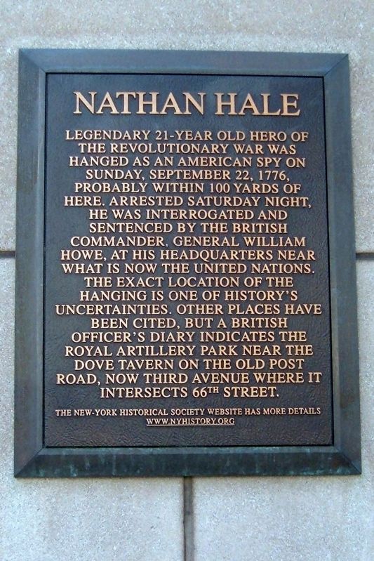Nathan Hale plaque image. Click for full size.