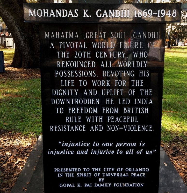 Mohandas K. Gandhi 1869 - 1948 Marker image. Click for full size.