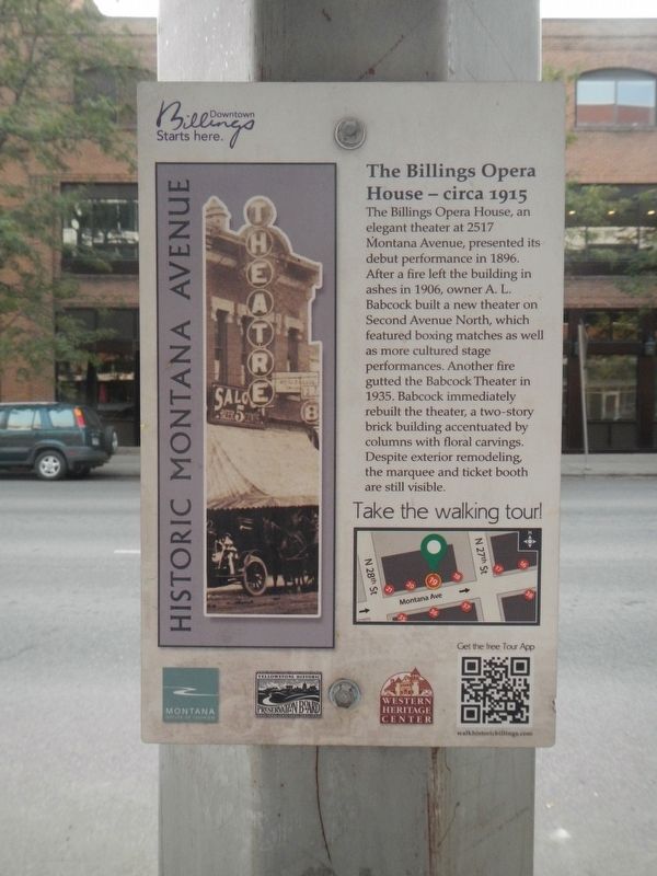 The Billings Opera House - circa 1915 Marker image. Click for full size.